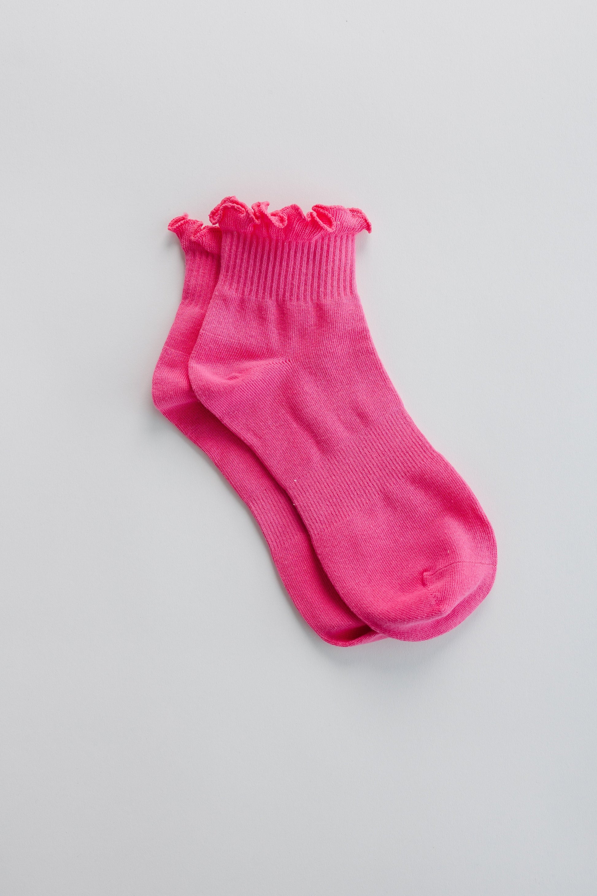 Cove Ruffle Quarter Socks WOMEN'S SOCKS Cove Accessories Bright Pink OS 
