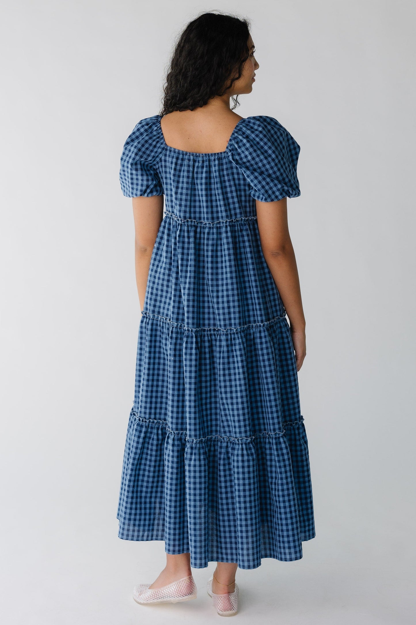 Brass & Roe Charity Tiered Midi Dress - Gingham WOMEN'S DRESS brass & roe 