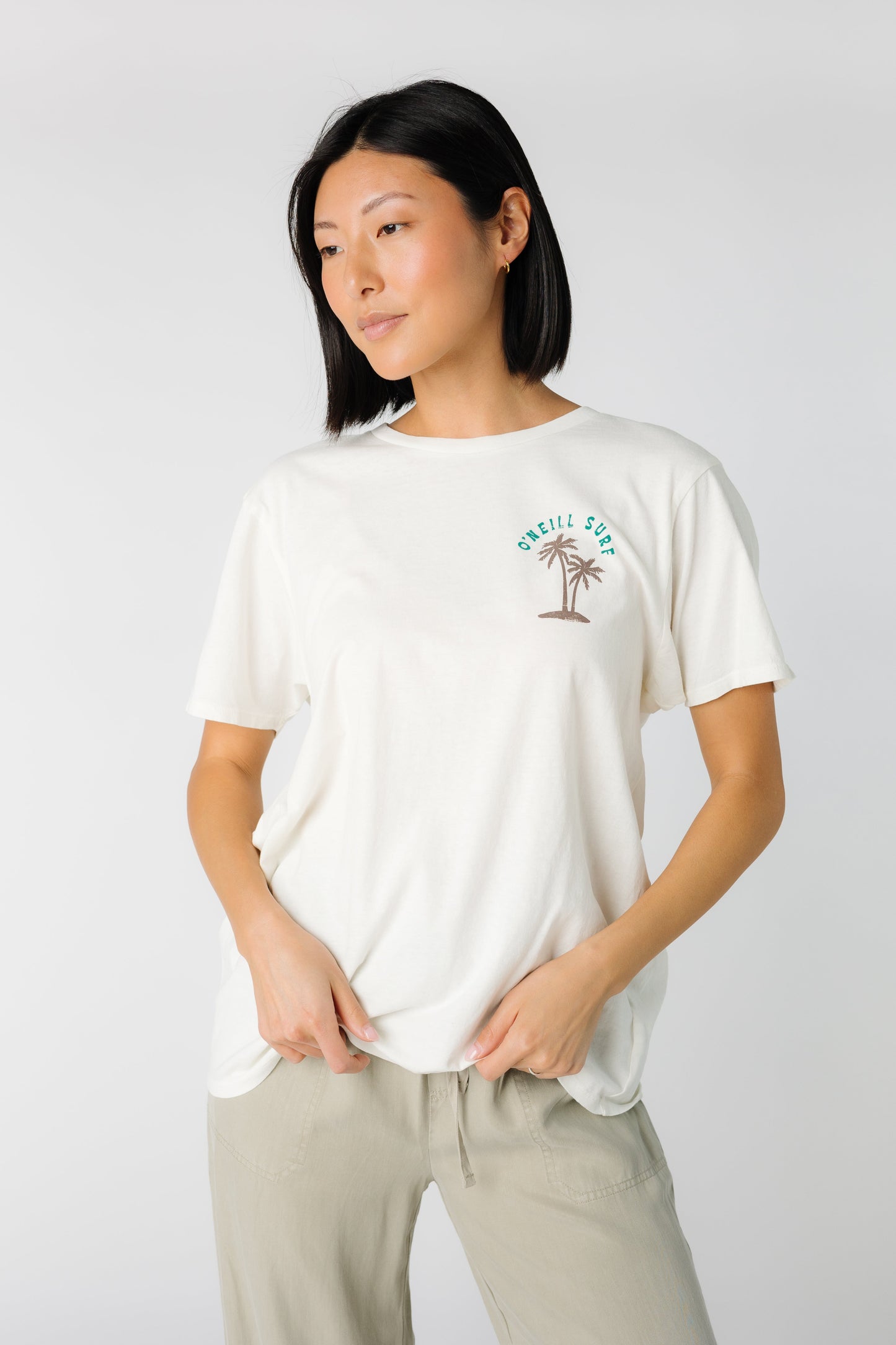 White graphic tee with palm trees by O'Neill  SU4418025