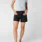 Wider leg black denim shorts