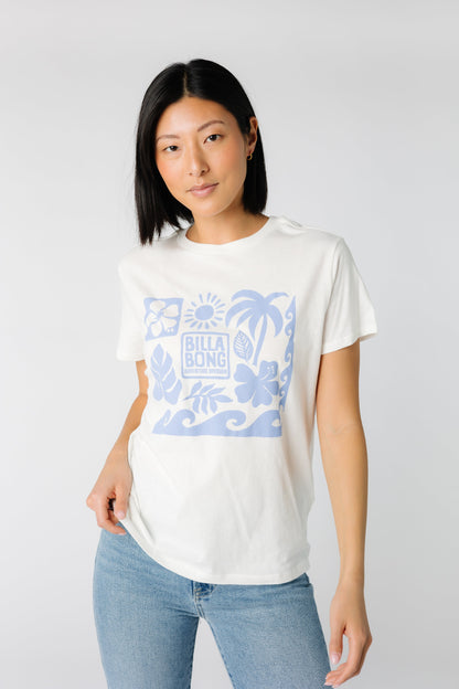 Billabong classic cut white tee with large front graphic