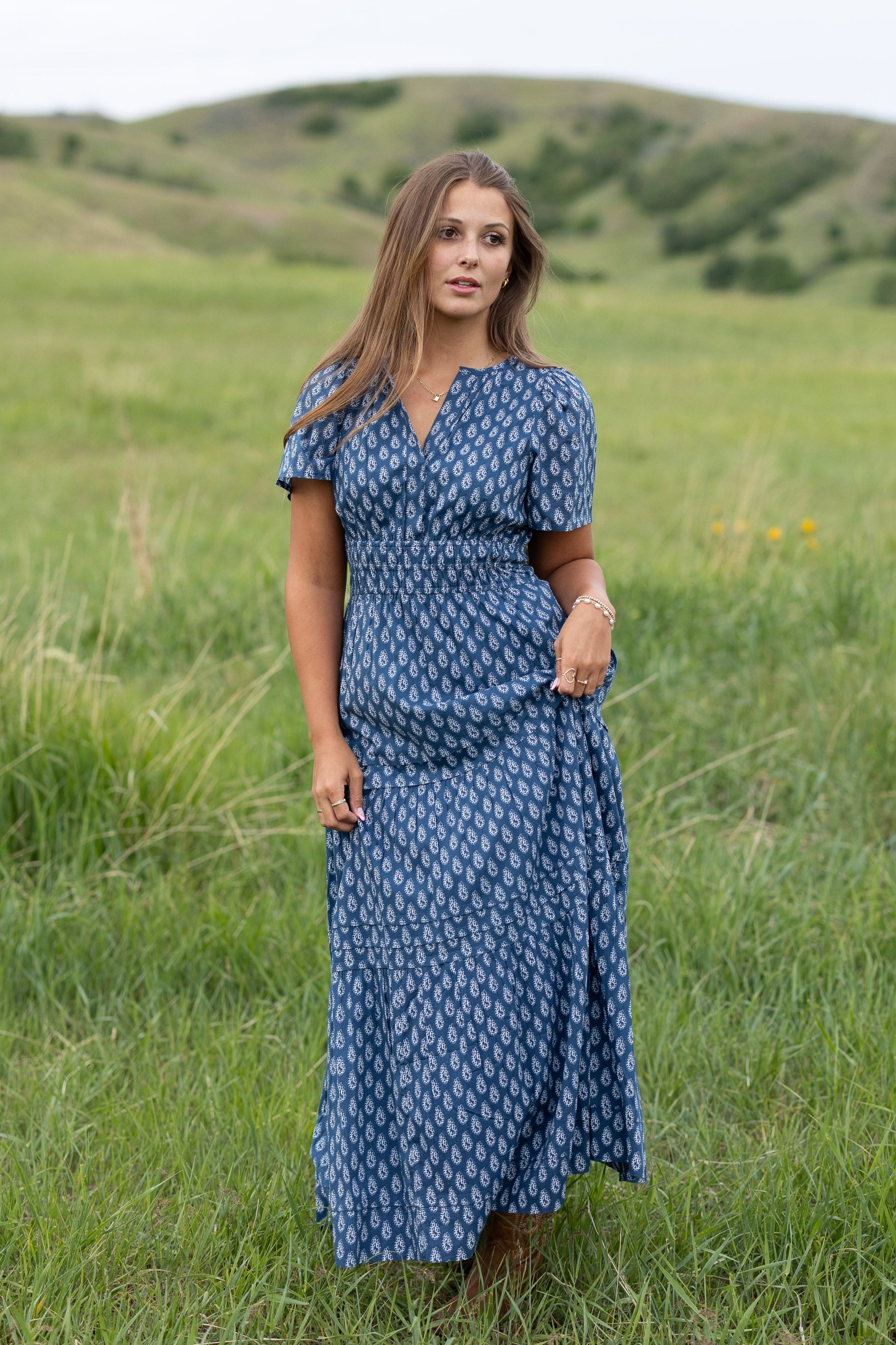 women's blue maxi dress Me+em Silk Maxi Dress