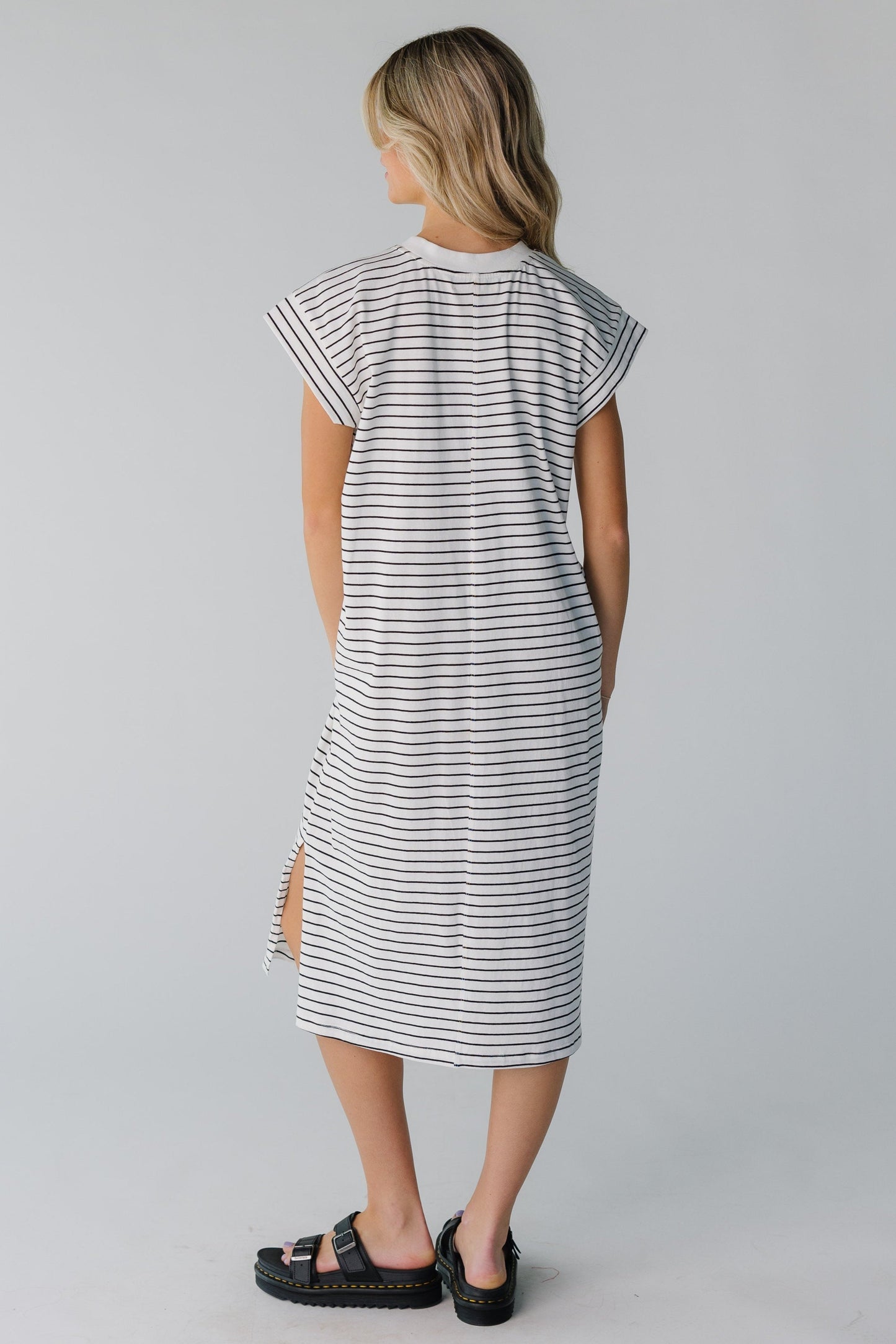 Brass & Roe Stripe Short Sleeve Dress WOMEN'S DRESS brass & roe 