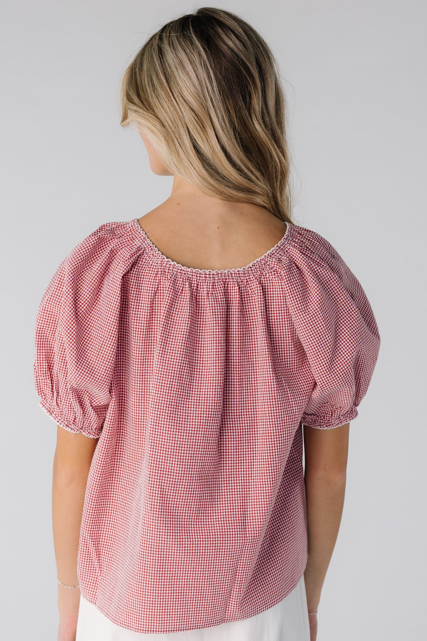 Scallop Edge Gingham Top WOMEN'S TOP Things Between 
