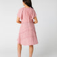 Modest knee length pink print dress