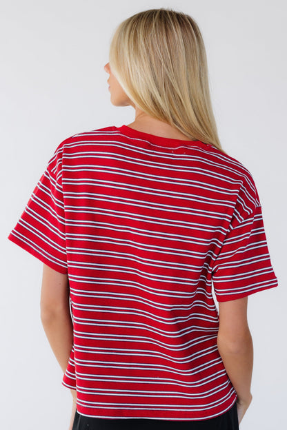 Striped Terry Crew Neck Tee WOMEN'S TOP Things Between 