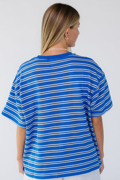 Striped Terry Crew Neck Tee WOMEN'S TOP Things Between 