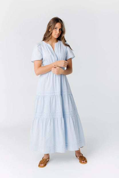 Light blue modest maxi dress