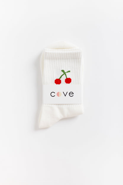 Cove Cherry Socks WOMEN'S SOCKS Cove Accessories White OS 
