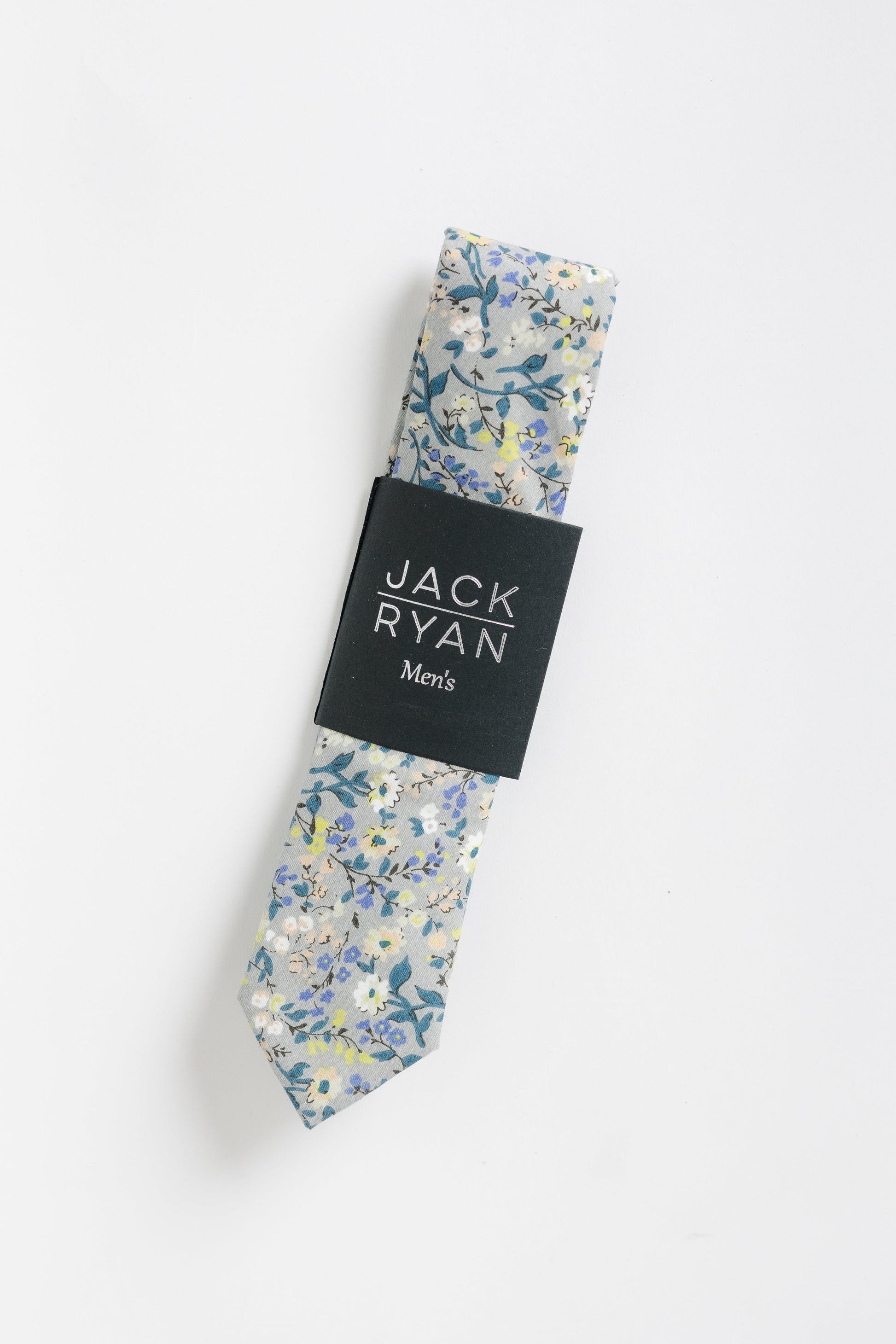 Jack Ryan Grey Floral Tie MEN'S TIE JACK RYAN Grey Floral 58" x 2.25" 