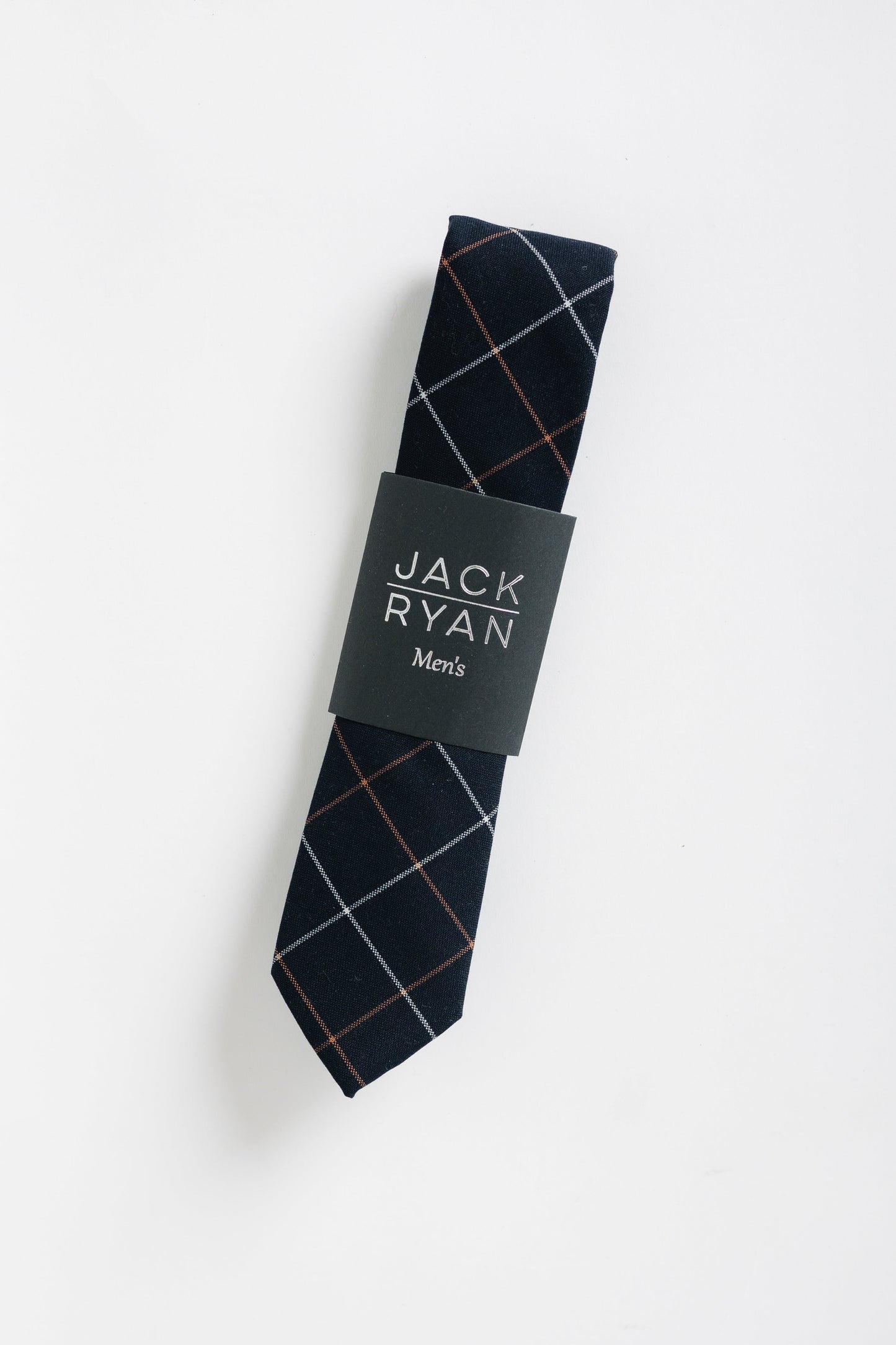 Jack Ryan Black Plaid Tie MEN'S TIE JACK RYAN Black Plaid 58" x 2.25" 