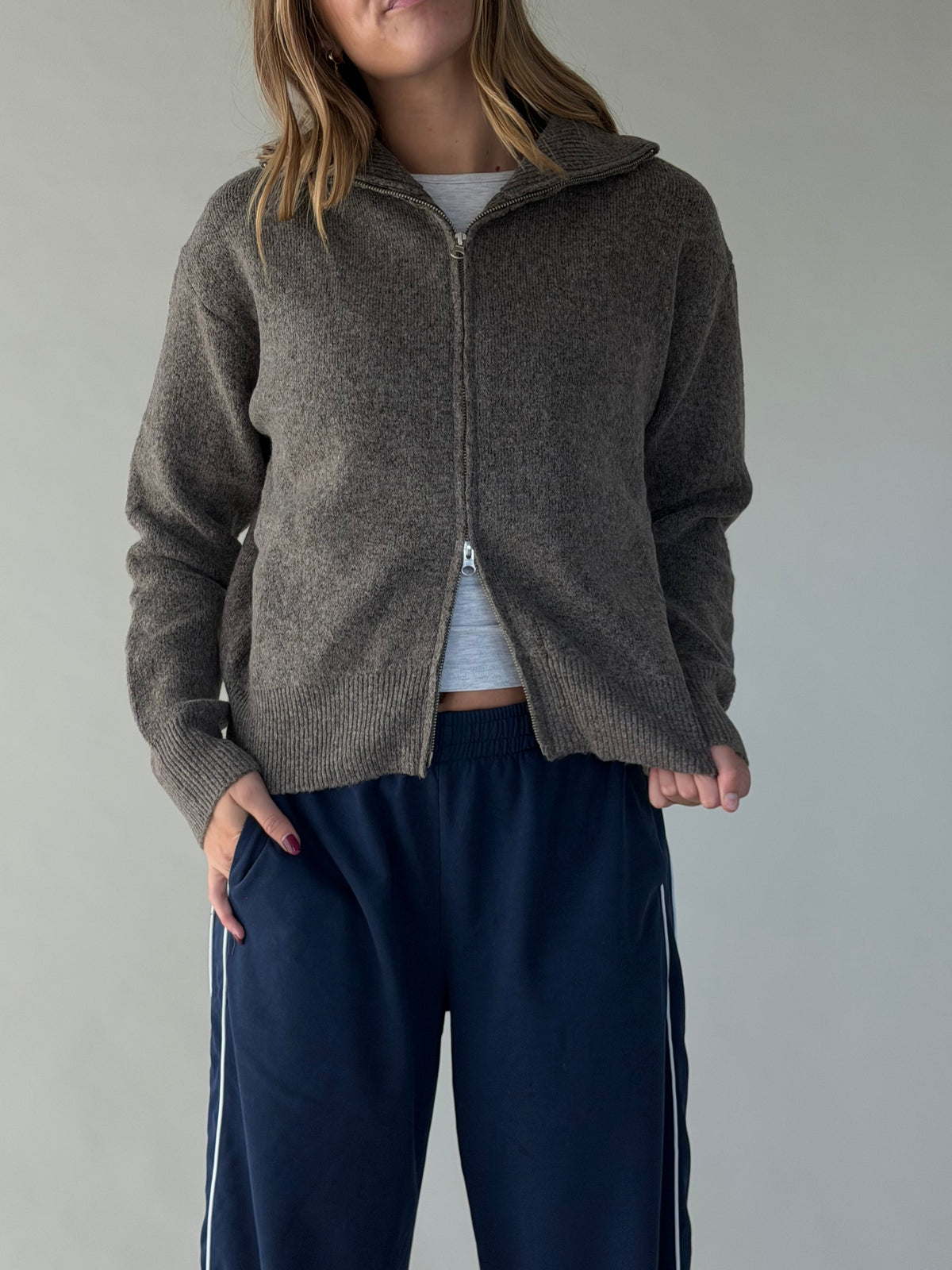 Two Way Zip-Up Sweater WOMEN'S SWEATERS Yours Truly 