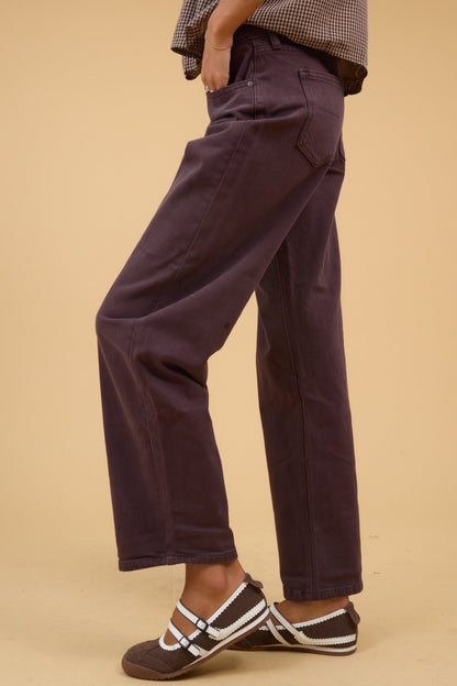 5 Pocket Barrel Jean in brown for women and teen girls.