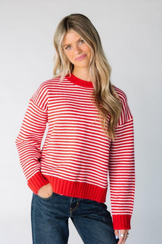 ST. Louis Stripe Sweater - Red WOMEN'S SWEATERS Wishlist Red/White S 