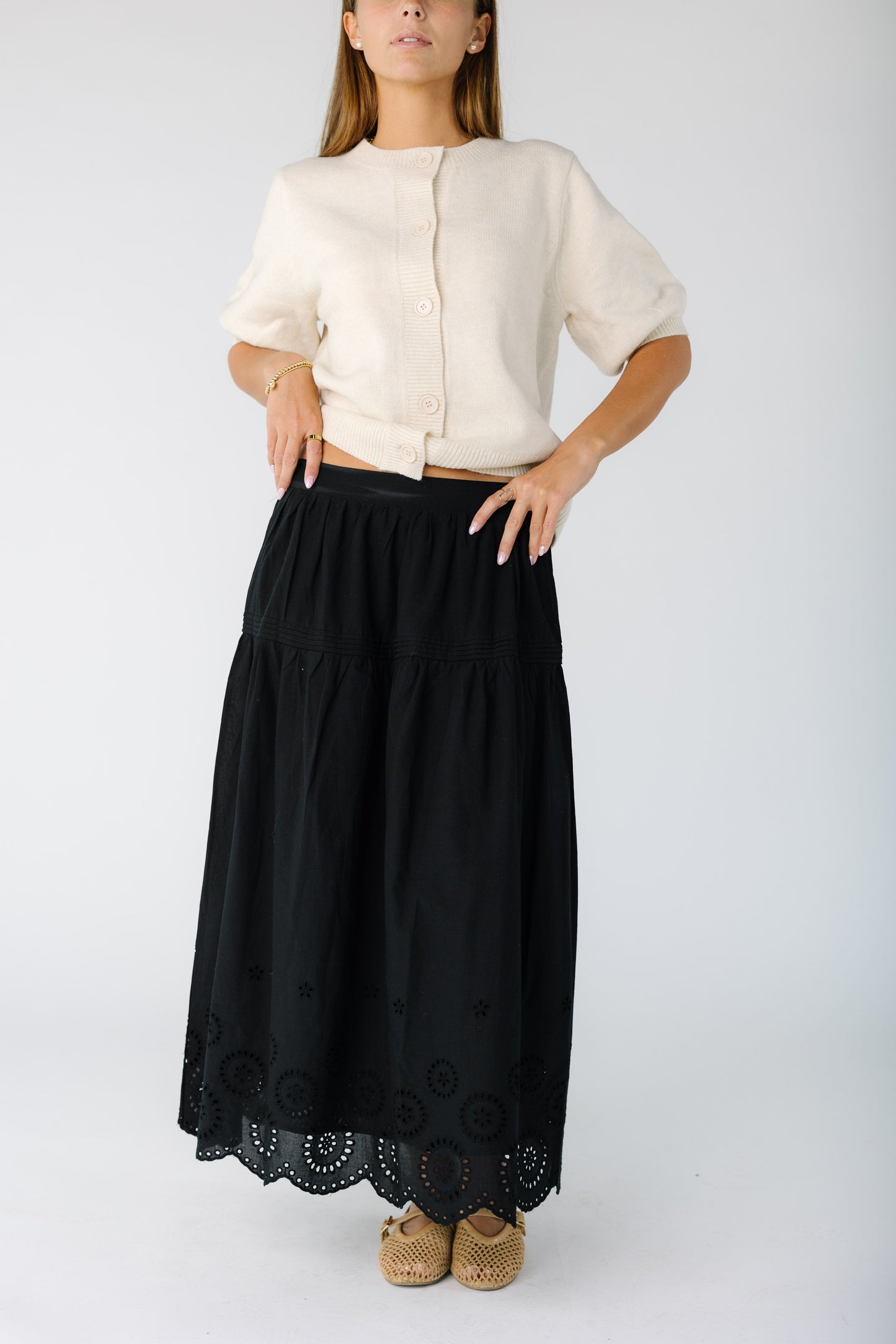 Brass & Roe The Melanie Midi Eyelet Skirt WOMEN'S SKIRTS brass & roe 