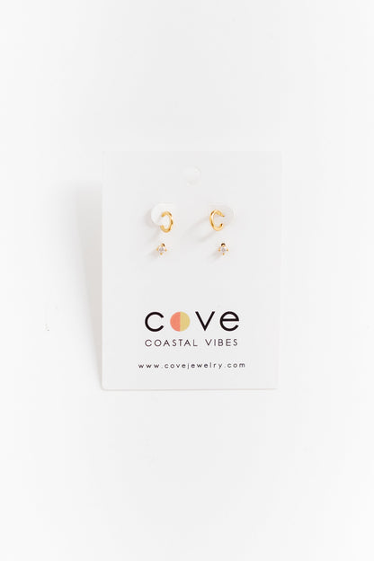 Cove Earrings Double Set Gold WOMEN'S EARINGS Cove Accessories 