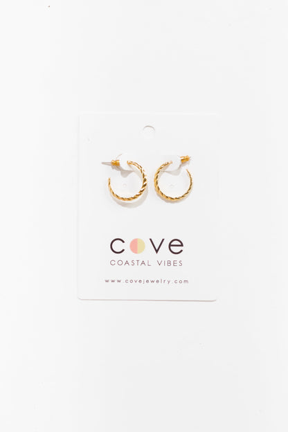 Cove Earrings Twisted Open Hoops Gold WOMEN'S EARINGS Cove Accessories 
