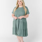 Brass & Roe Summer Ribbed Tiered Dress WOMEN'S DRESS Called to Surf Dusty Sage XXL 