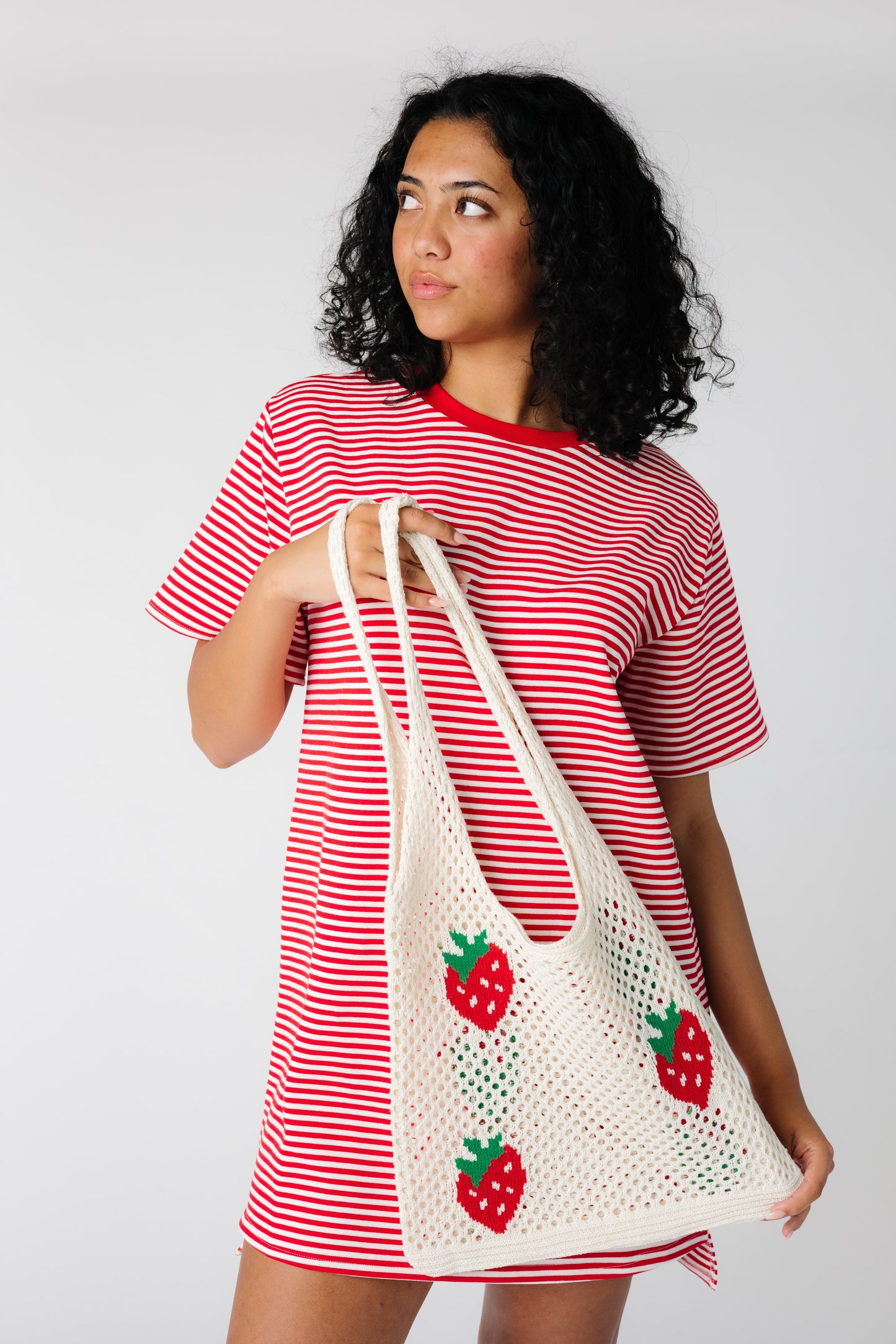 Cove Crochet Shoulder Bag WOMEN'S BAG Cove Accessories Strawberry 14.5" x 25" 