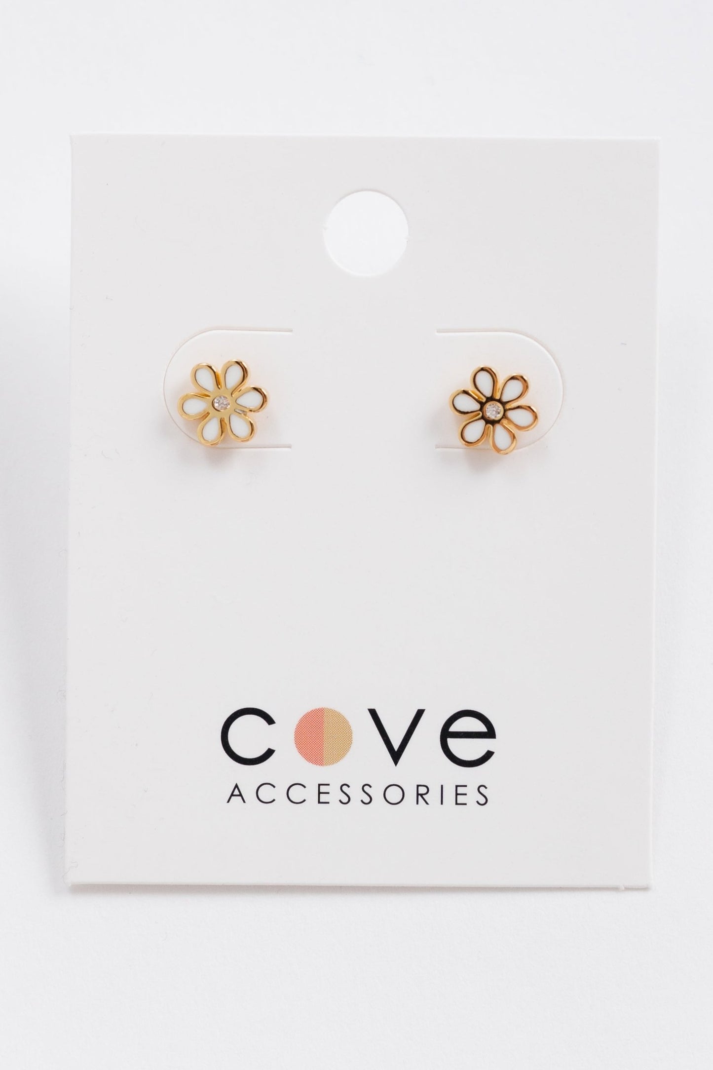 Cove Dainty Daisy Stud Earrings WOMEN'S EARINGS Cove Accessories White OS 