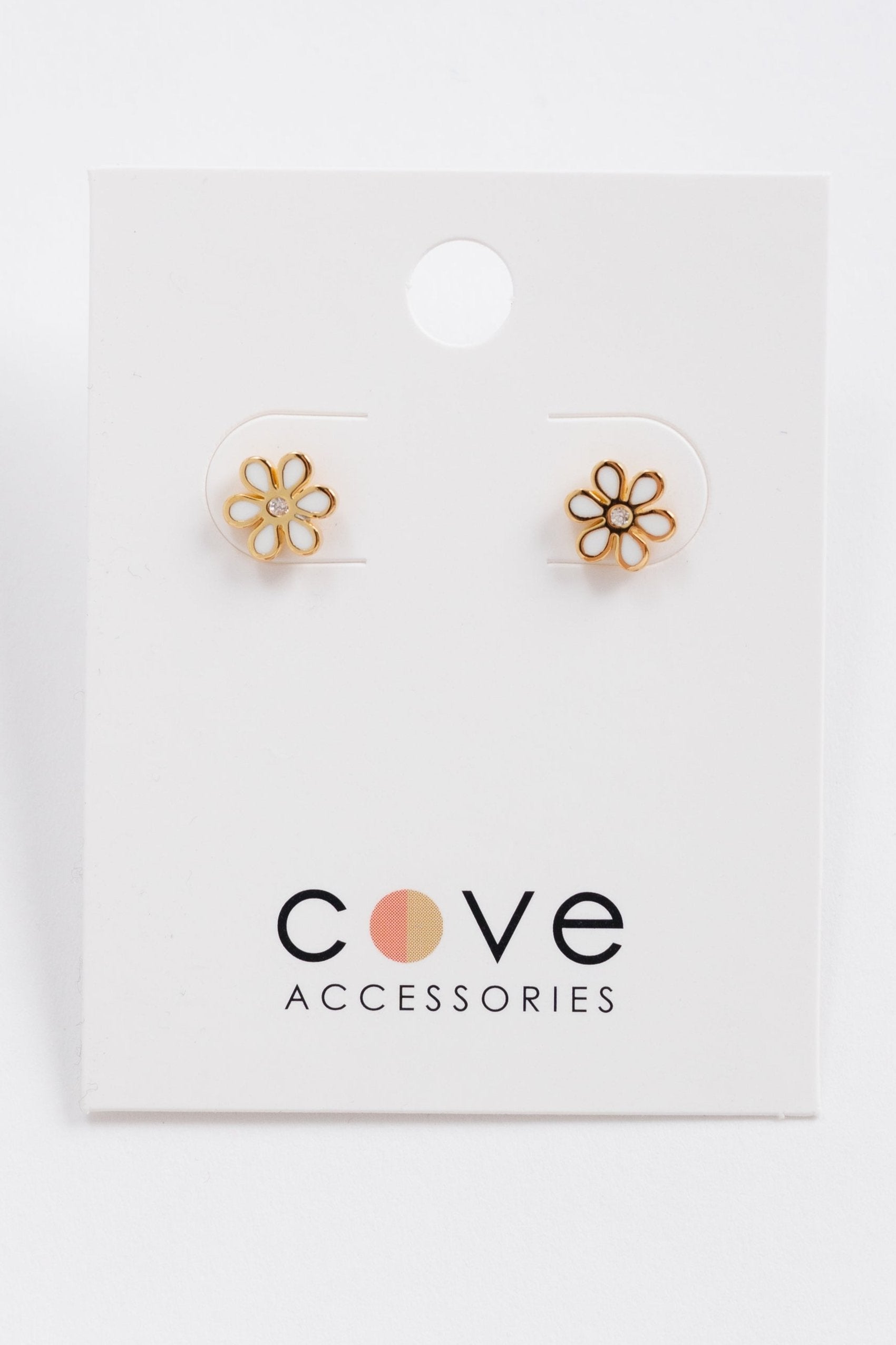 Cove Dainty Daisy Stud Earrings WOMEN'S EARINGS Cove Accessories White OS 