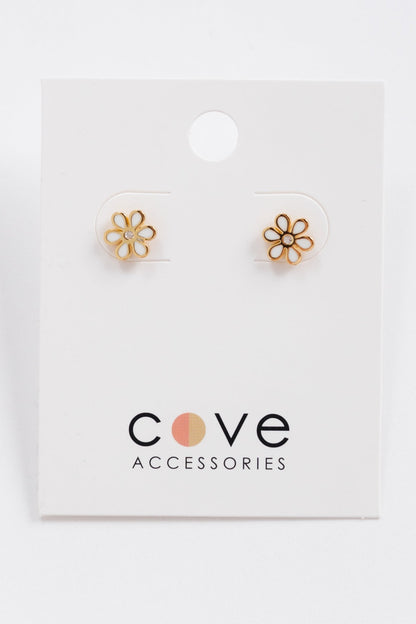 Cove Dainty Daisy Stud Earrings WOMEN'S EARINGS Cove Accessories White OS 