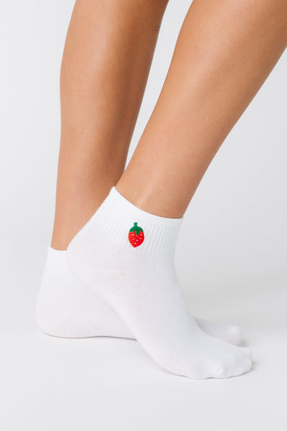 Strawberry Embroidered Quarter Sock WOMEN'S SOCKS Cove Accessories 