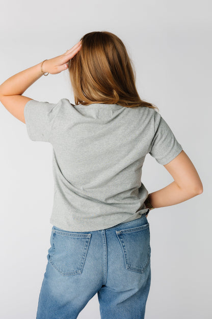 Back view of grey Anywhere short sleeve tee