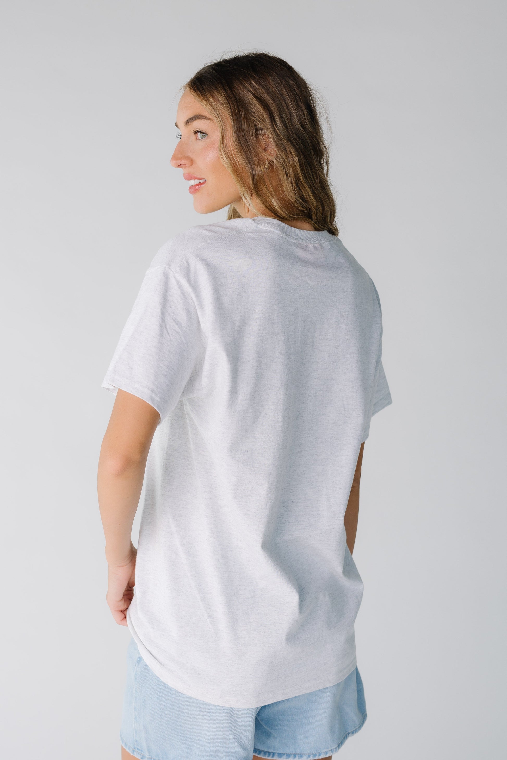 Back view of light ash grey  tee