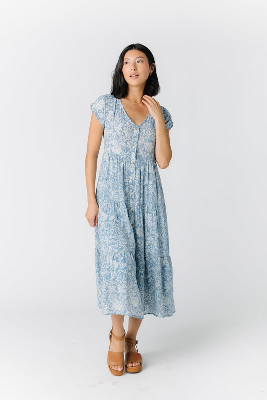 Aspen Smocked Dress Blue L WOMEN'S DRESS Polagram 