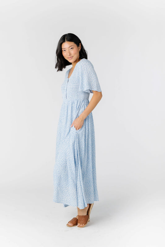 Aspen Smocked Dress WOMEN'S DRESS Polagram Blue L 