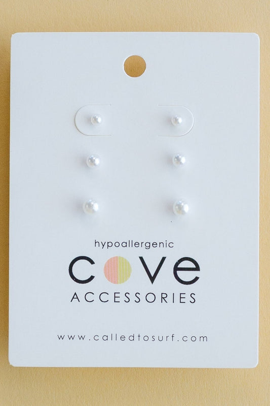 Cove Set of 3 Earrings WOMEN'S JEWELRY Cove Accessories Pearl Studded 