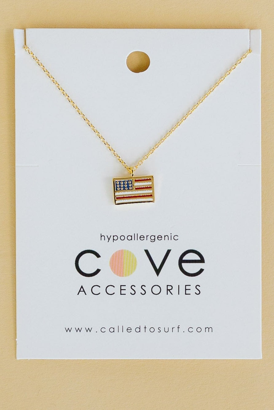Cove Flag Necklace WOMEN'S JEWELRY Cove Accessories Flag 16" + 1.5" extender 