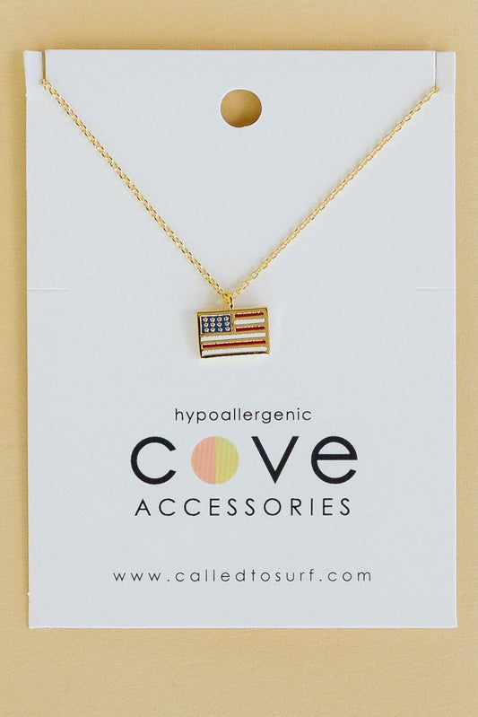 Cove Flag Necklace WOMEN'S JEWELRY Cove Accessories Flag 16" + 1.5" extender 