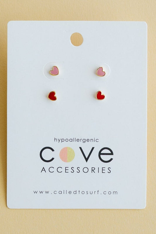 Cove Earrings Set of 2 WOMEN'S JEWELRY Cove Heart Petite Pink/Red 