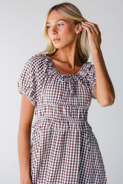 Citrus The Jena Dress WOMEN'S DRESS Citrus Brown Gingham XS 