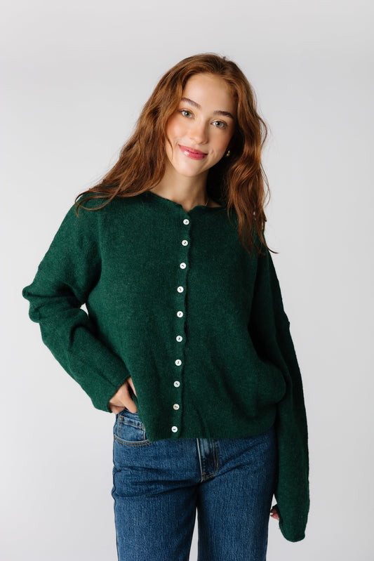 Aria Soft Cardigan- Forest Green WOMEN'S CARDIGAN Things Between Forest Green S 