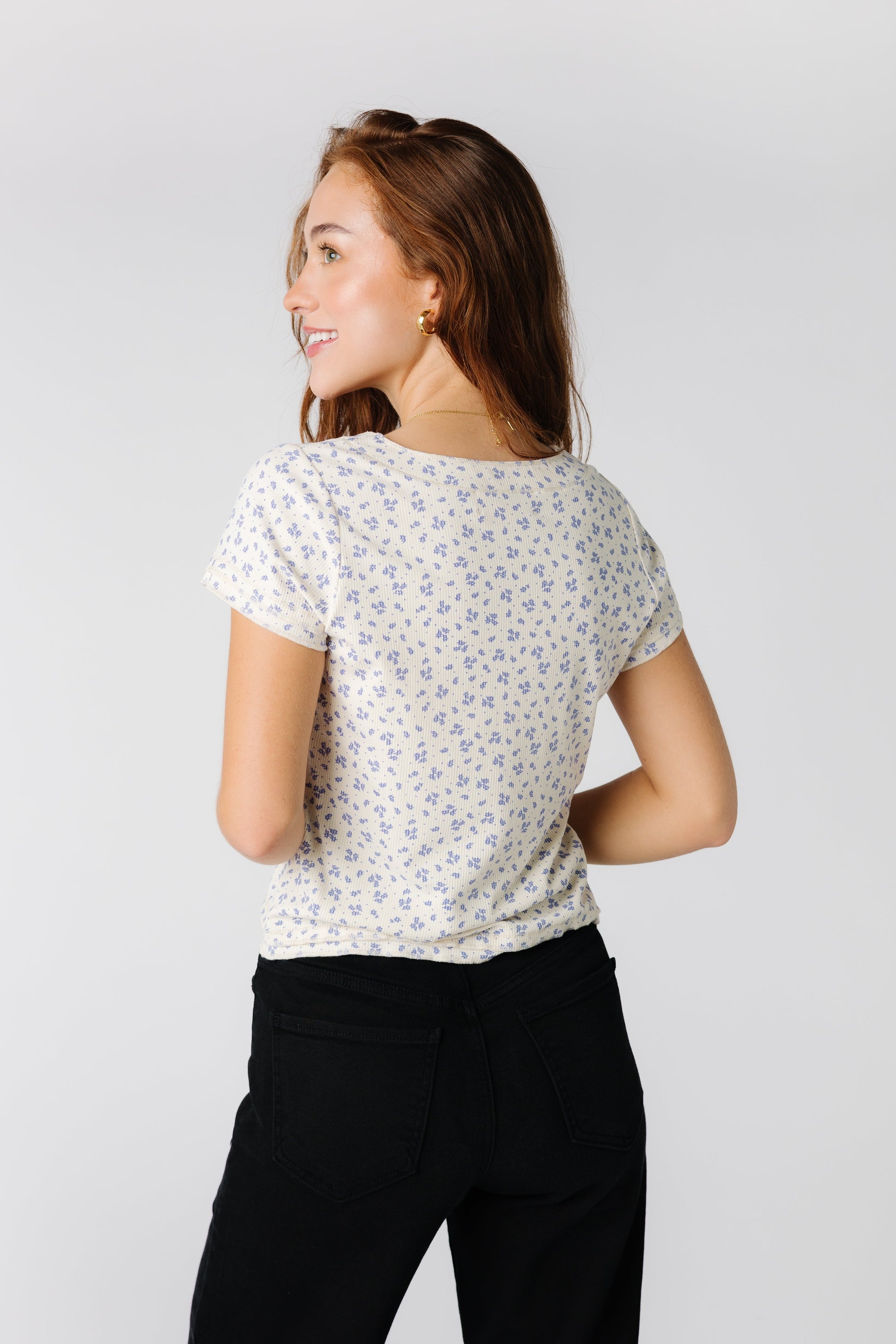 Brass & Roe floral print short sleeve tee