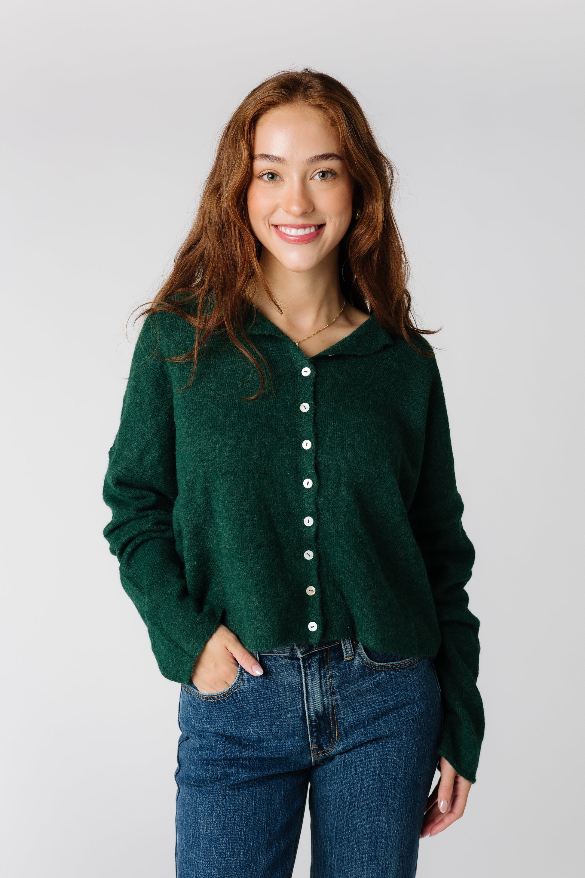 Aria Soft Cardigan- Forest Green WOMEN'S CARDIGAN Things Between 