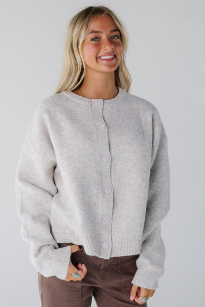 The Underestimated Cable Knit Cardigan for women in heather oat