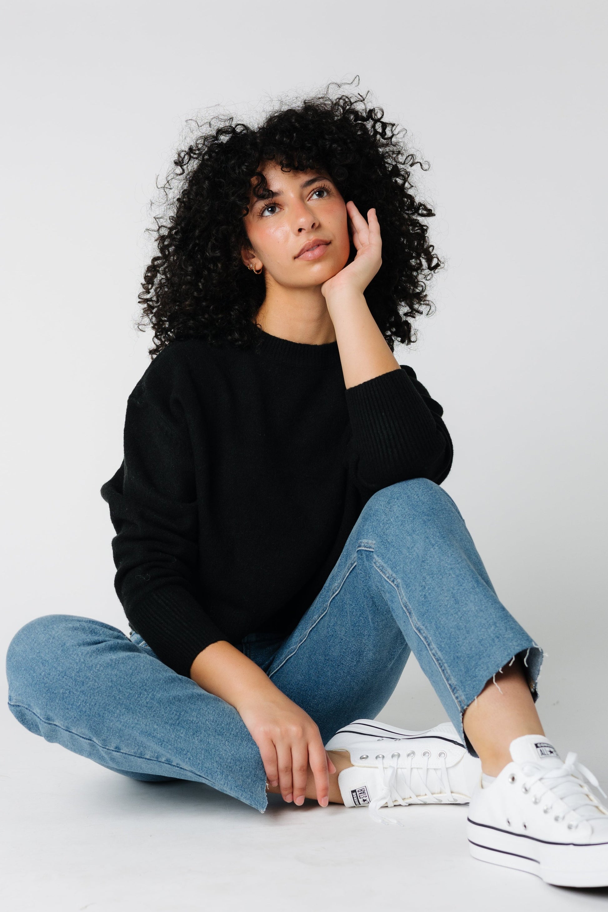 Classic black crew neck sweater