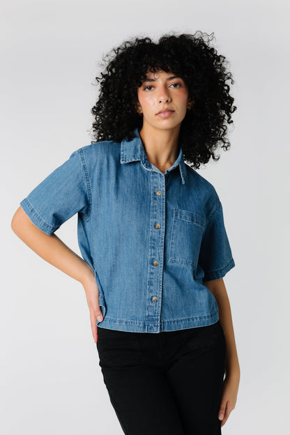 Aly Denim Blouse WOMEN'S TOP Wishlist 