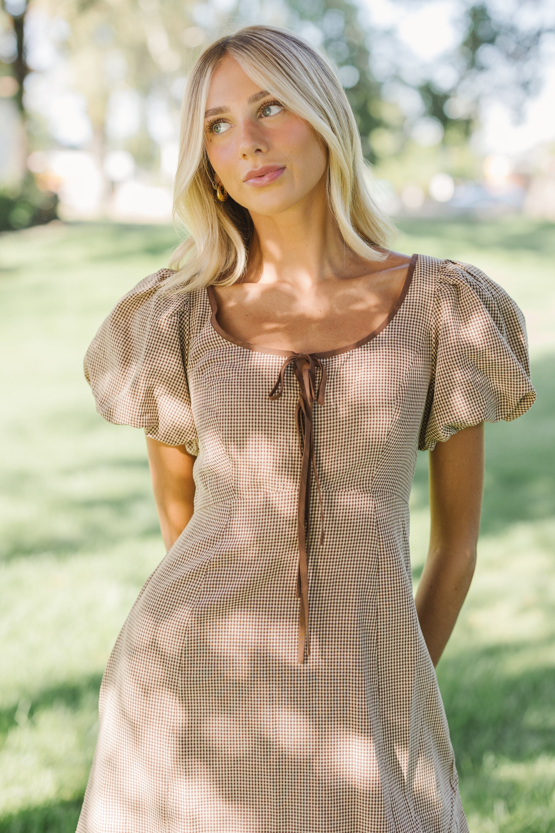 Modest Rustic Charm Gingham Tie Dress – Called to Surf