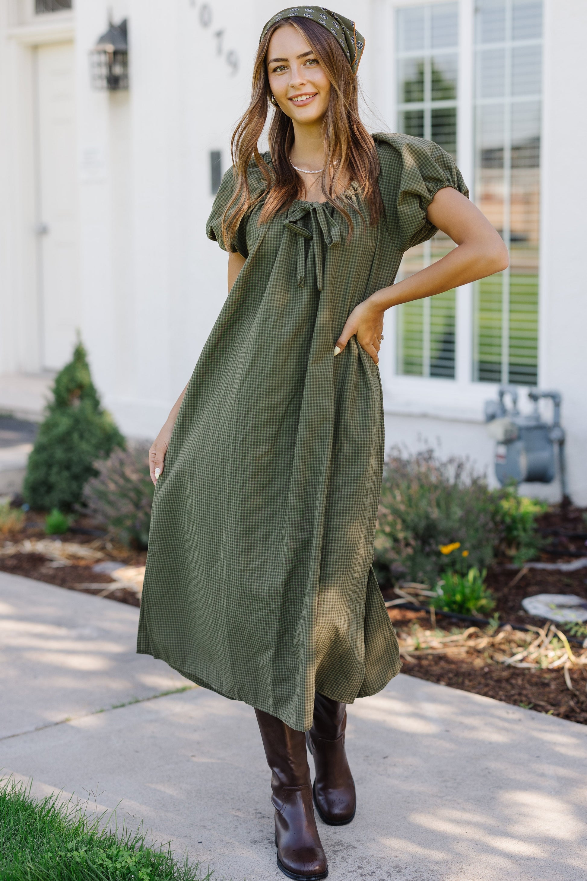 Modest Brass & Roe Gingham Bow Dress – Called to Surf