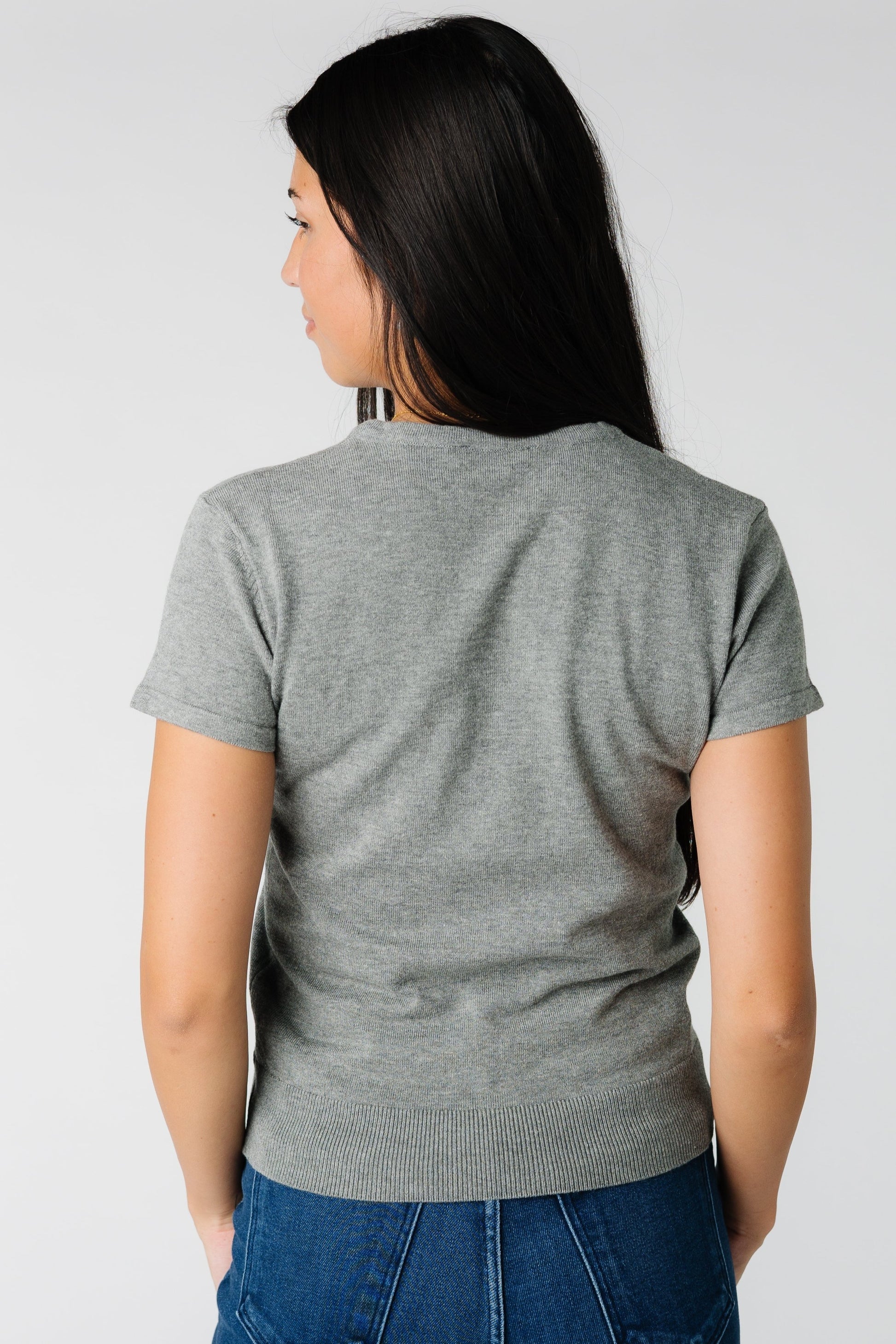 Back view for short sleeve sweater