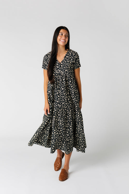 Brass and Roe modest floral print midi dress