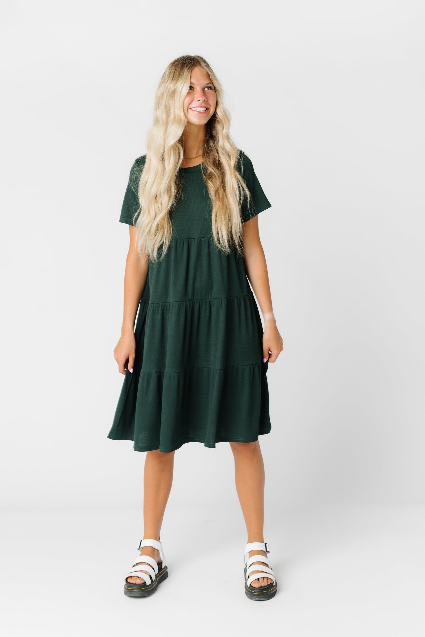 Brass & Roe Summer Ribbed Tiered Dress - Forest Green WOMEN'S DRESS Called to Surf 