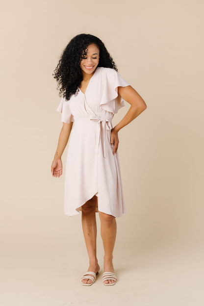 Modest Daphne wrap bridesmaid dress