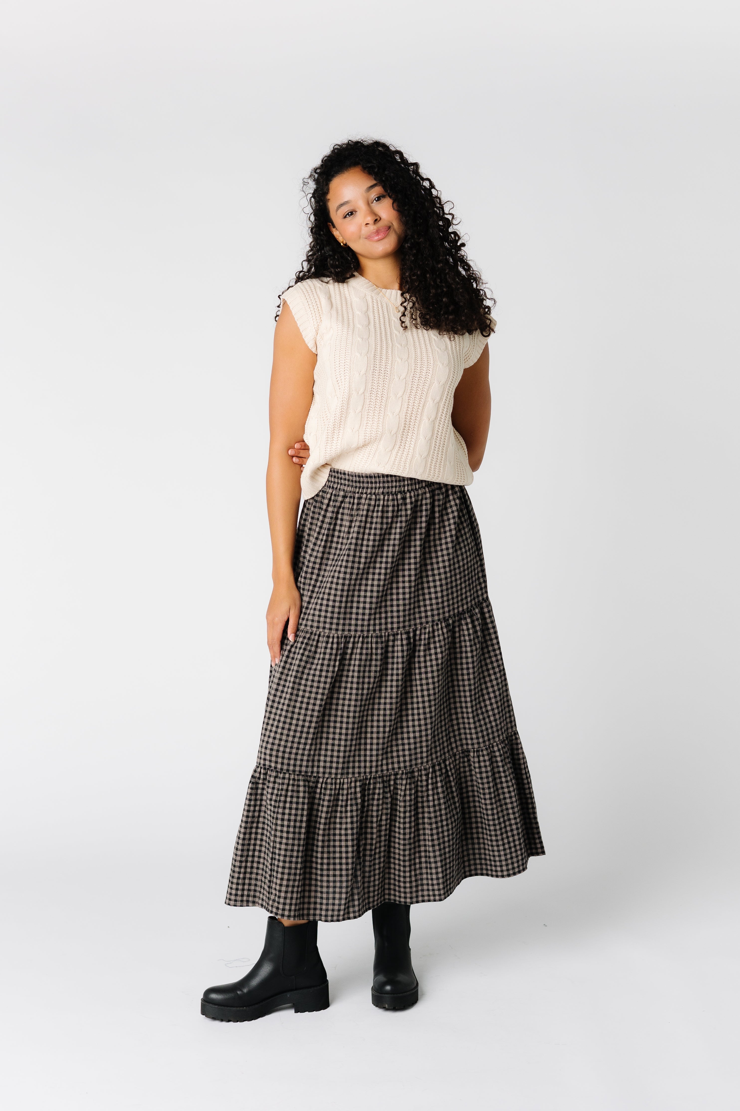 Gingham elastic skirt hotsell