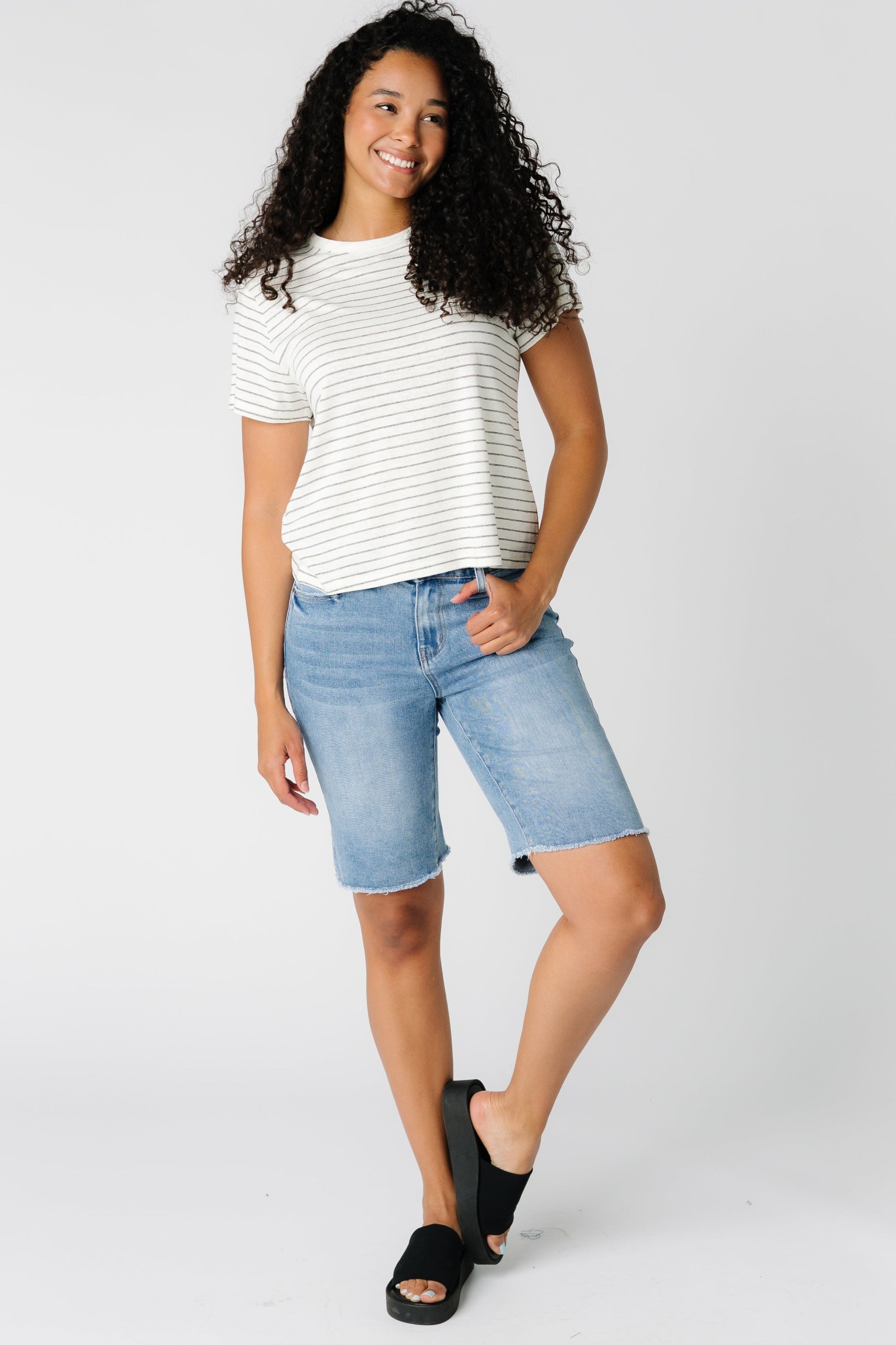 Brass & Roe Huntington Denim Shorts in medium denim